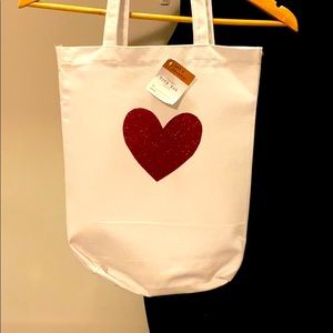 Hand crafted Valentine’s Day tote bag w/ heart